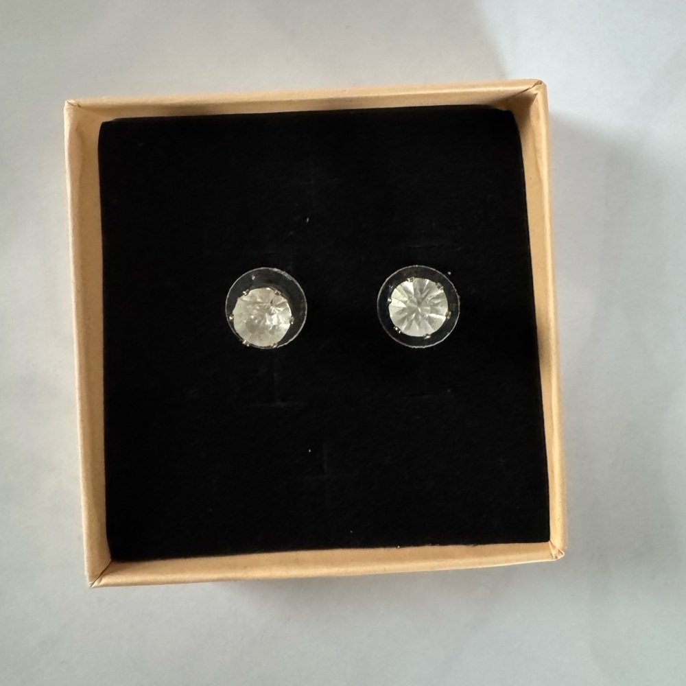Elegant Silver Gem Stud Earrings